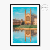 Cambridge England Fine Art Photo Print, UK Waterfront Panorama, Reflection Wall Decor Poster