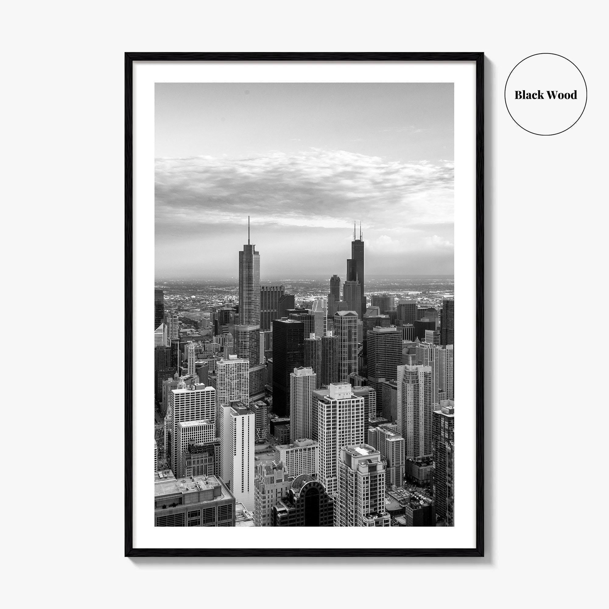 Chicago Skyline Black and White Fine Art Photo Print, Illinois USA Poster