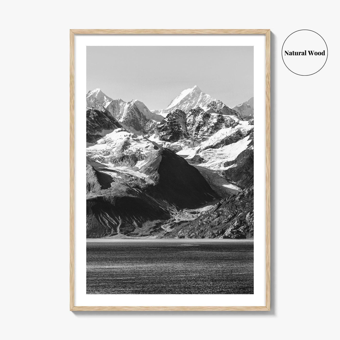 Glacier Bay Black and White Fine Art Photo Print, Alaska Inside Passage Poster