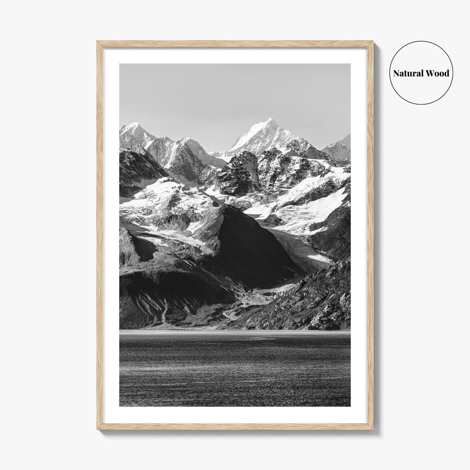 Glacier Bay Black and White Fine Art Photo Print, Alaska Inside Passage Poster