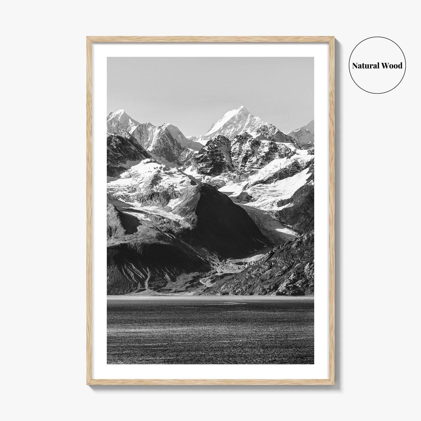 Glacier Bay Black and White Fine Art Photo Print, Alaska Inside Passage Poster