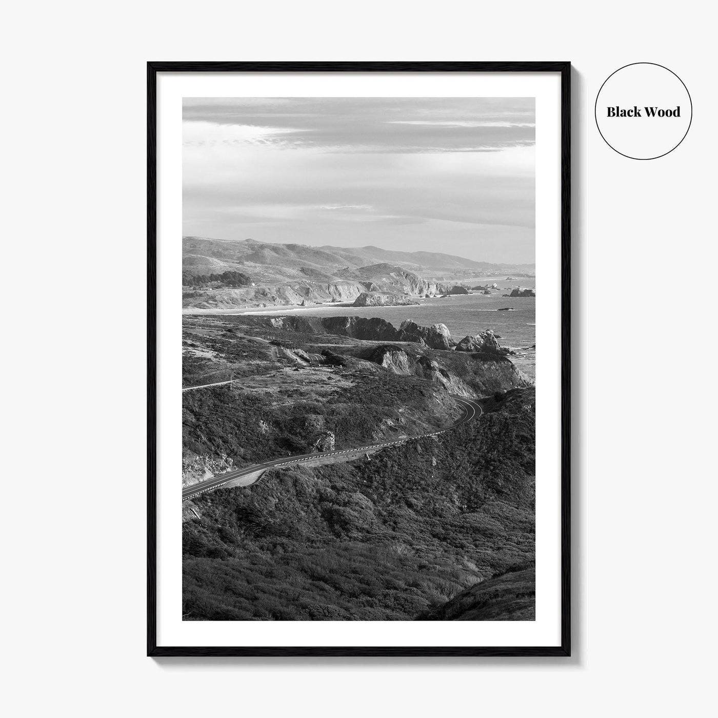 California State Route 1 Black and White Fine Art Photo Print, Pacific Coast Highway
