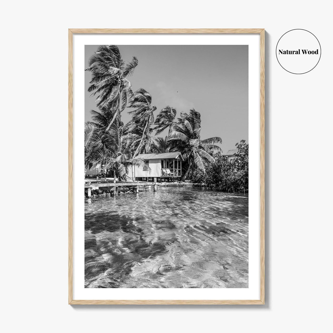 Tobacco Caye Black and White Fine Art Photo Print, Belize Barrier Reef, Caribbean, Poster