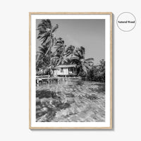 Tobacco Caye Black and White Fine Art Photo Print, Belize Barrier Reef, Caribbean, Poster