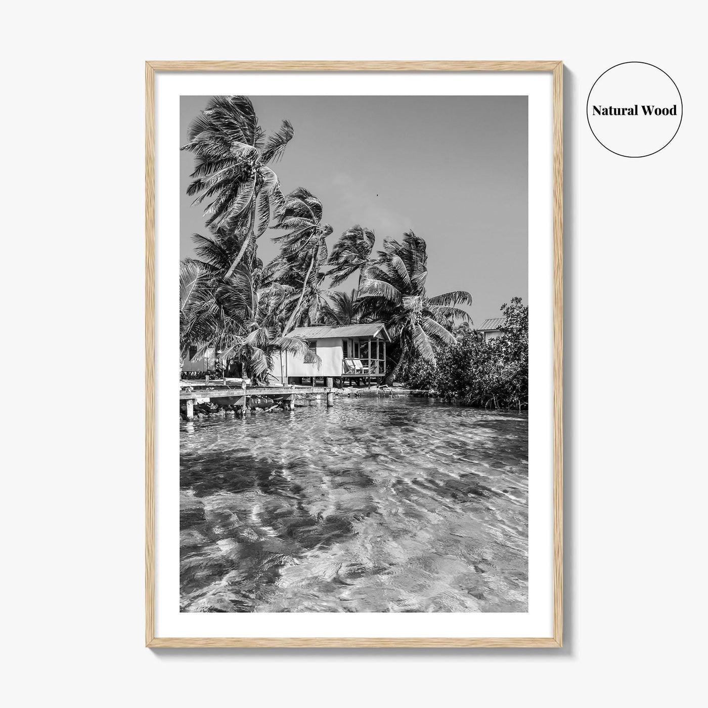 Tobacco Caye Black and White Fine Art Photo Print, Belize Barrier Reef, Caribbean, Poster