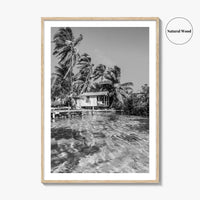 Tobacco Caye Black and White Fine Art Photo Print, Belize Barrier Reef, Caribbean, Poster