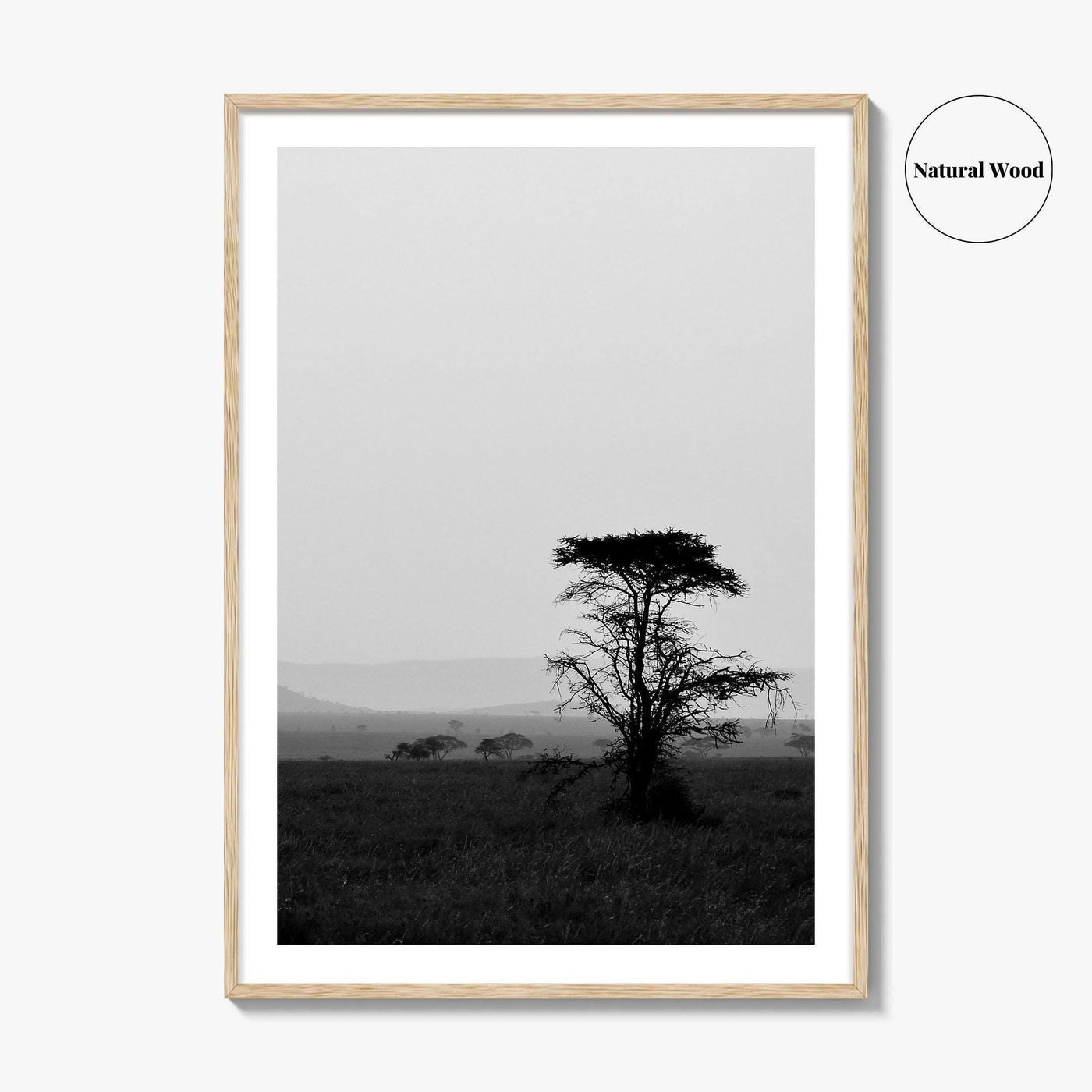 Serengeti Black and White Fine Art Photo Print, Tanzania Landscape Poster