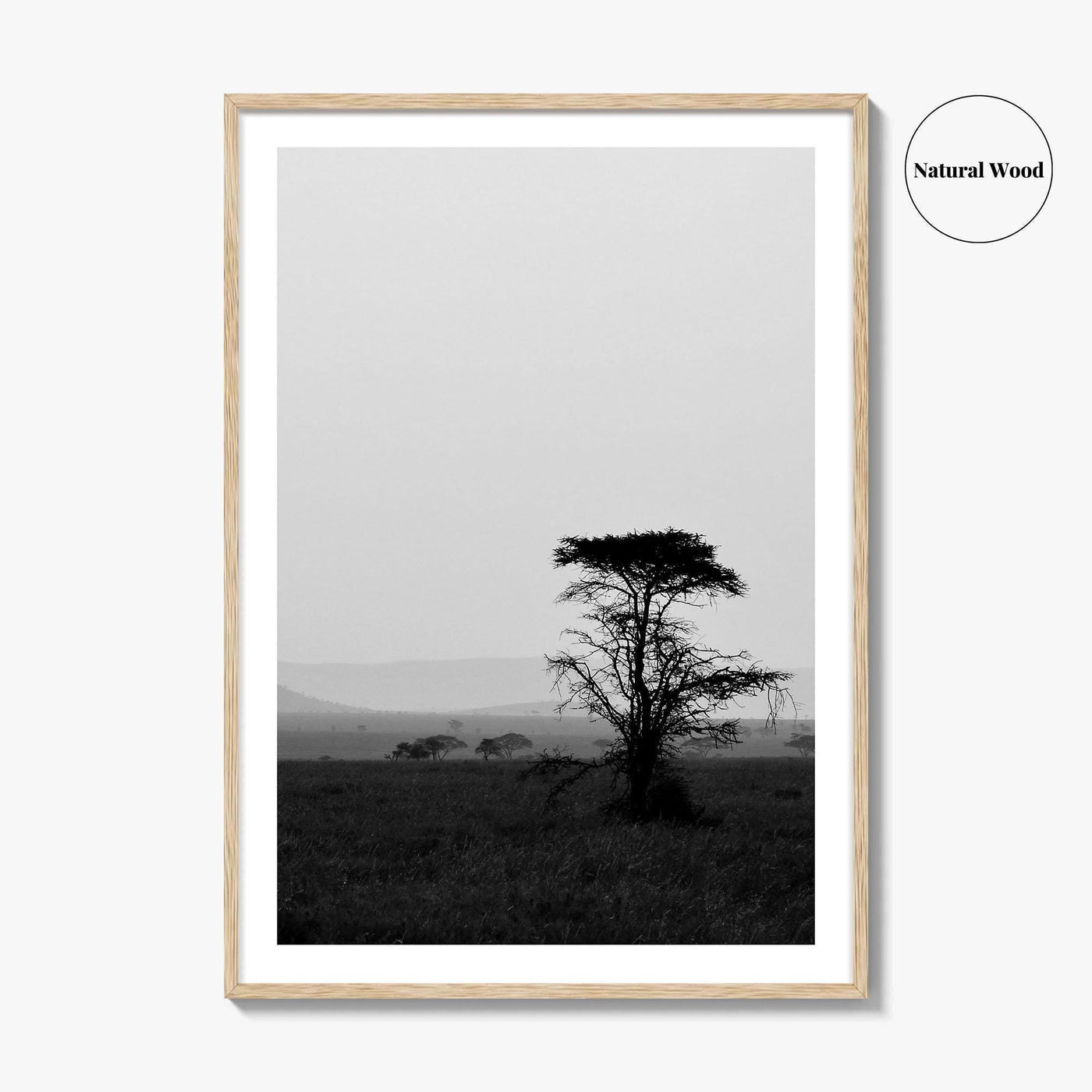 Serengeti Black and White Fine Art Photo Print, Tanzania Landscape Poster