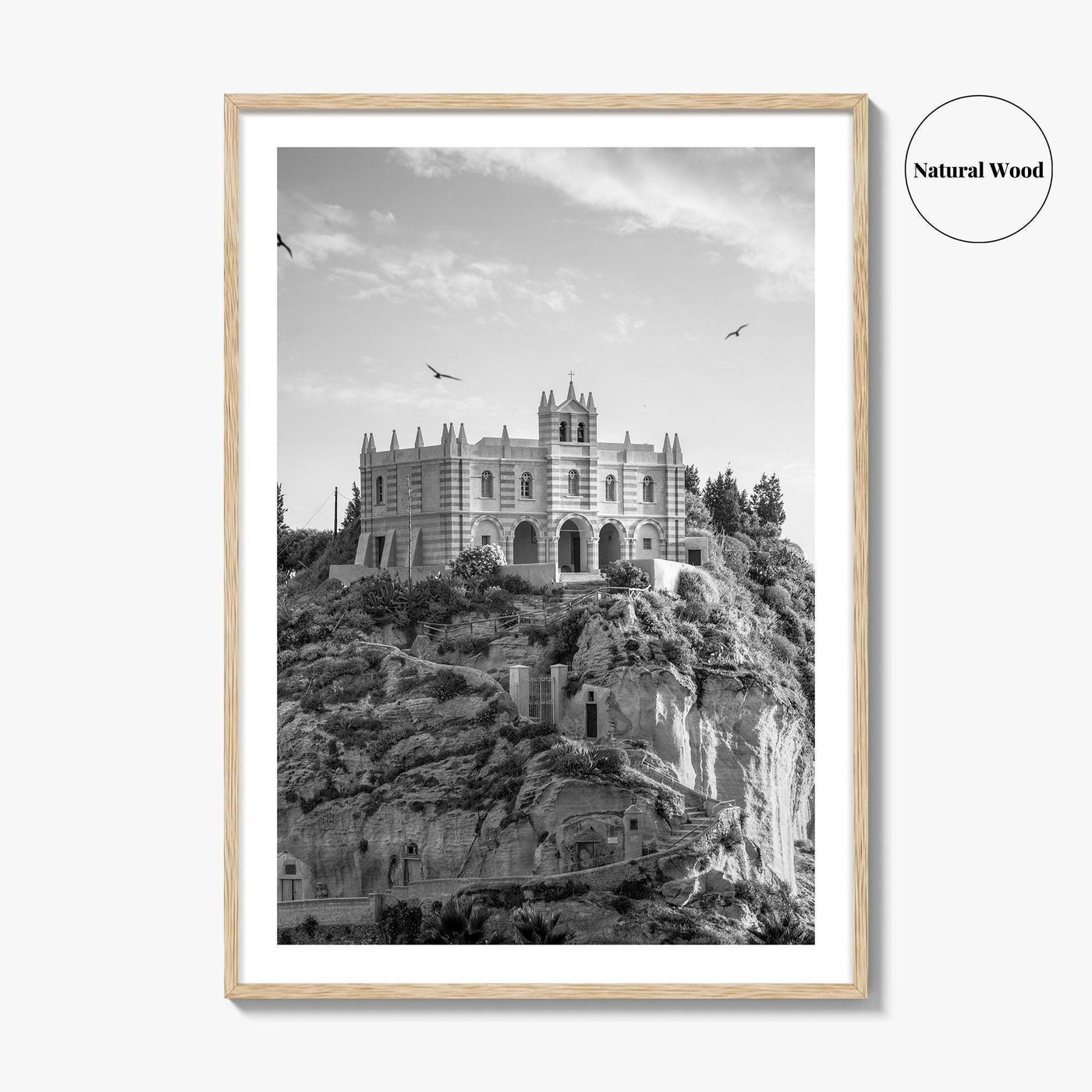 Tropea Black and White Fine Art Photo Print, Santa Maria dell'Isola, Calabria Italy Poster
