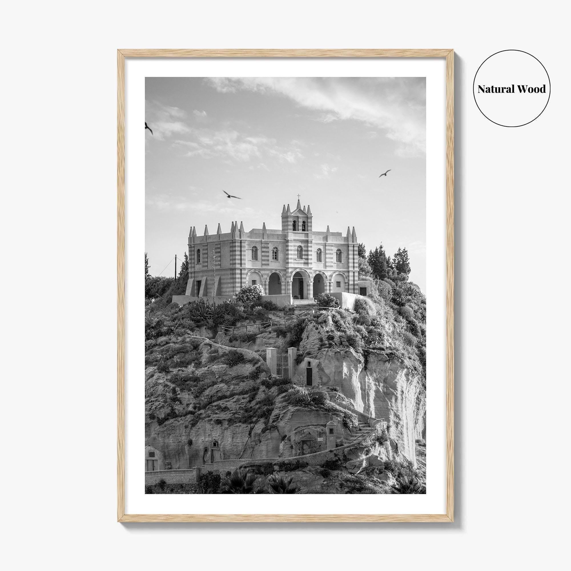 Tropea Black and White Fine Art Photo Print, Santa Maria dell'Isola, Calabria Italy Poster
