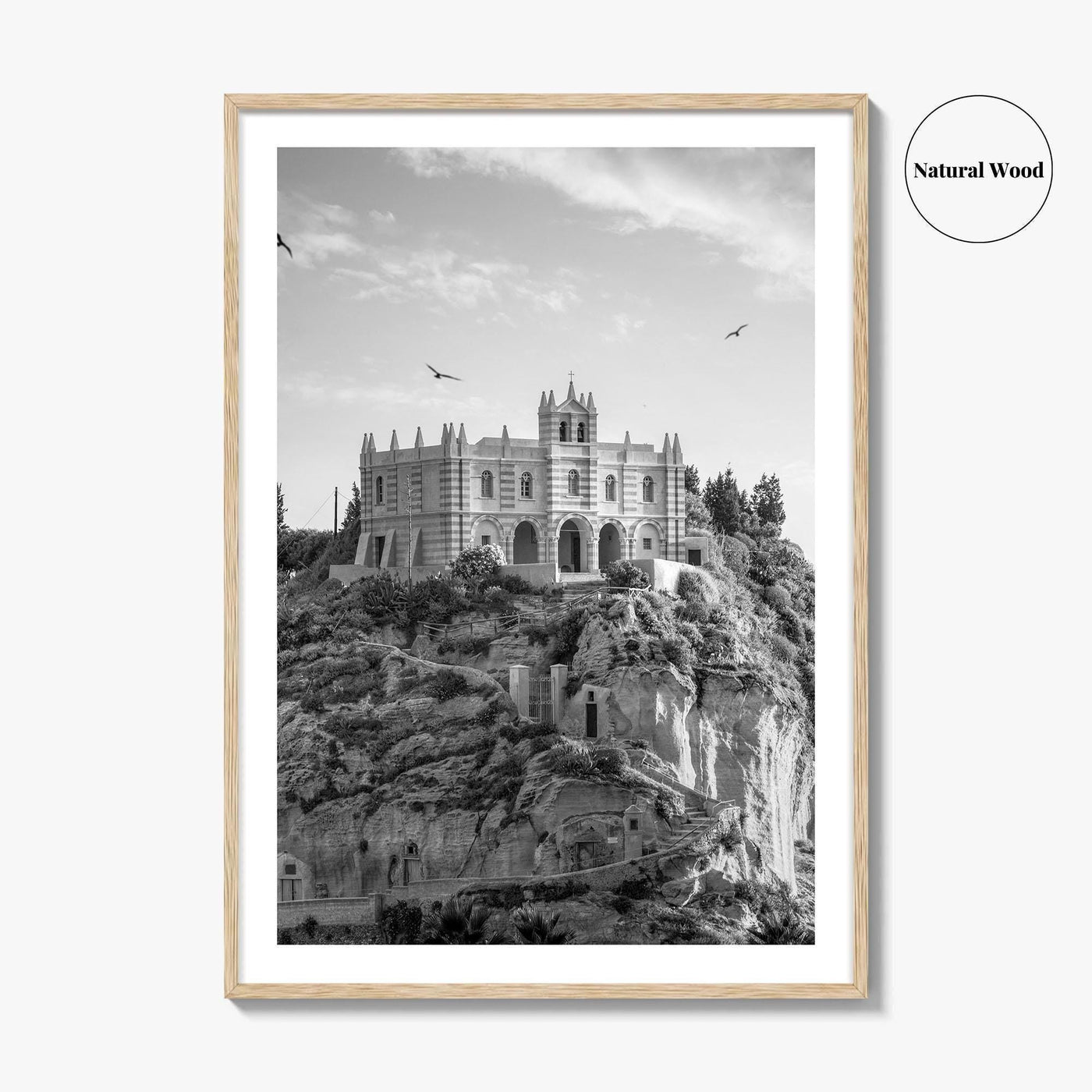 Tropea Black and White Fine Art Photo Print, Santa Maria dell'Isola, Calabria Italy Poster