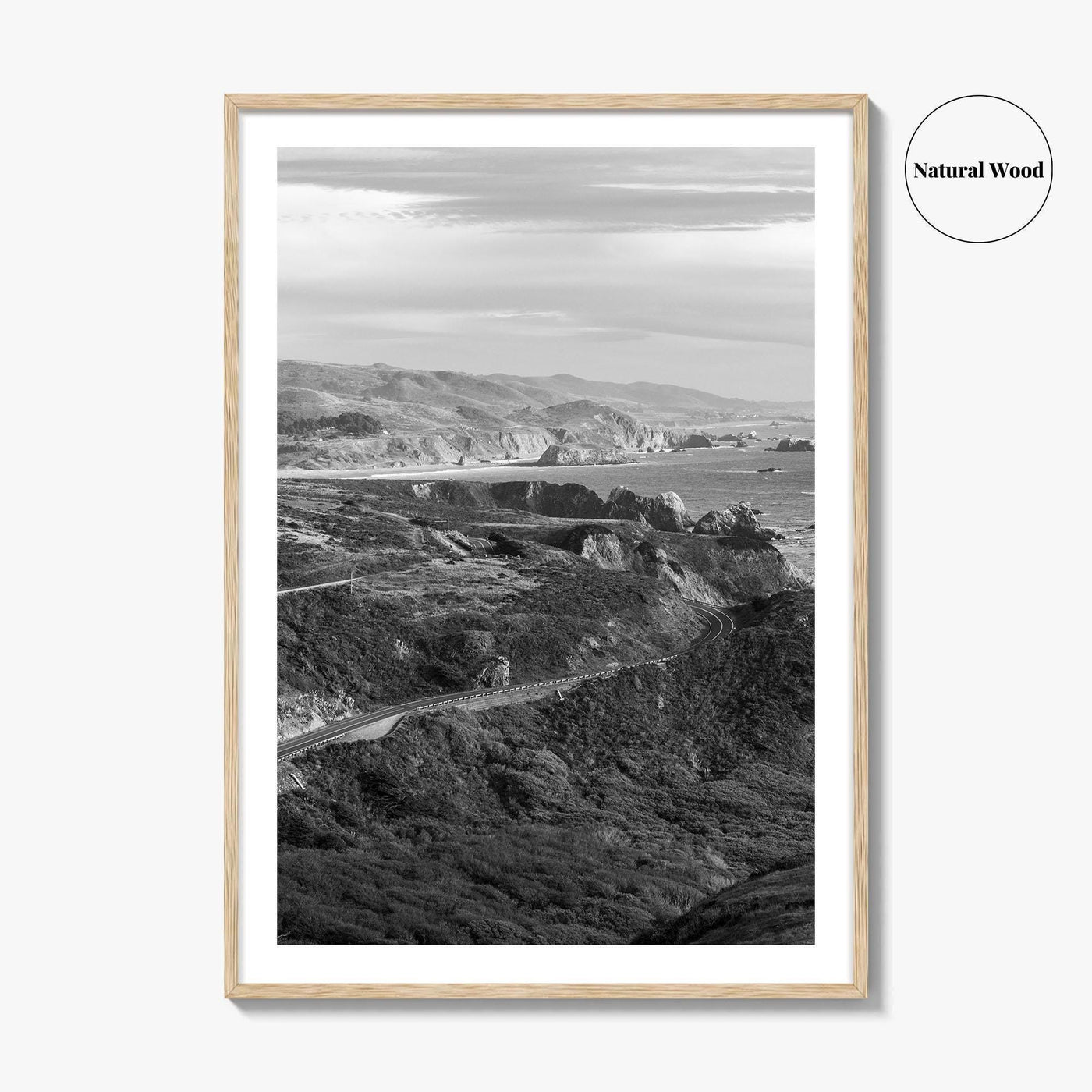 California State Route 1 Black and White Fine Art Photo Print, Pacific Coast Highway