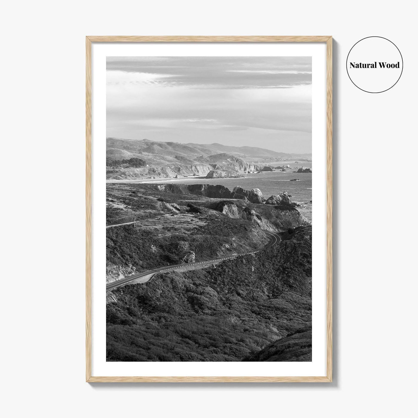 California State Route 1 Black and White Fine Art Photo Print, Pacific Coast Highway
