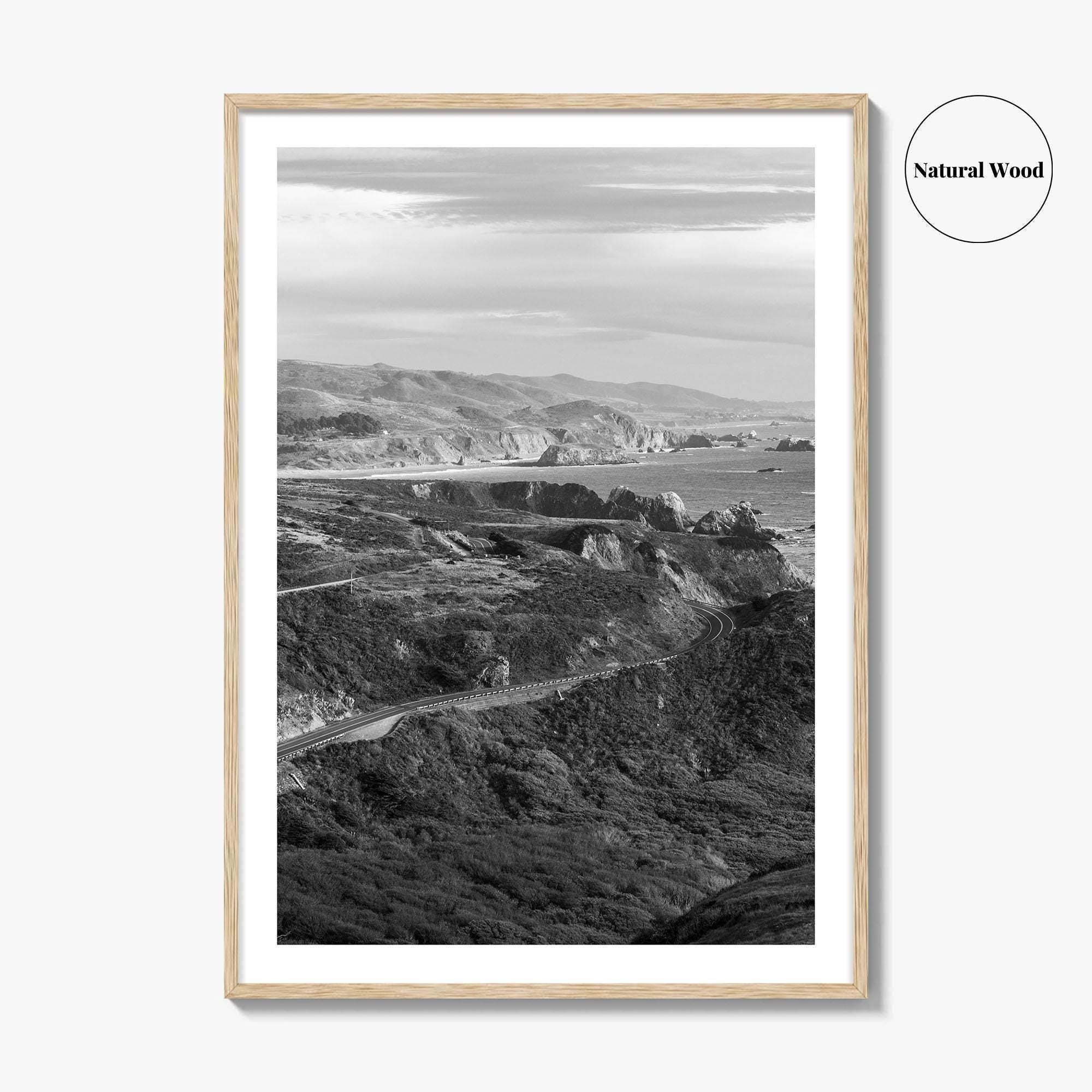 California State Route 1 Black and White Fine Art Photo Print, Pacific Coast Highway