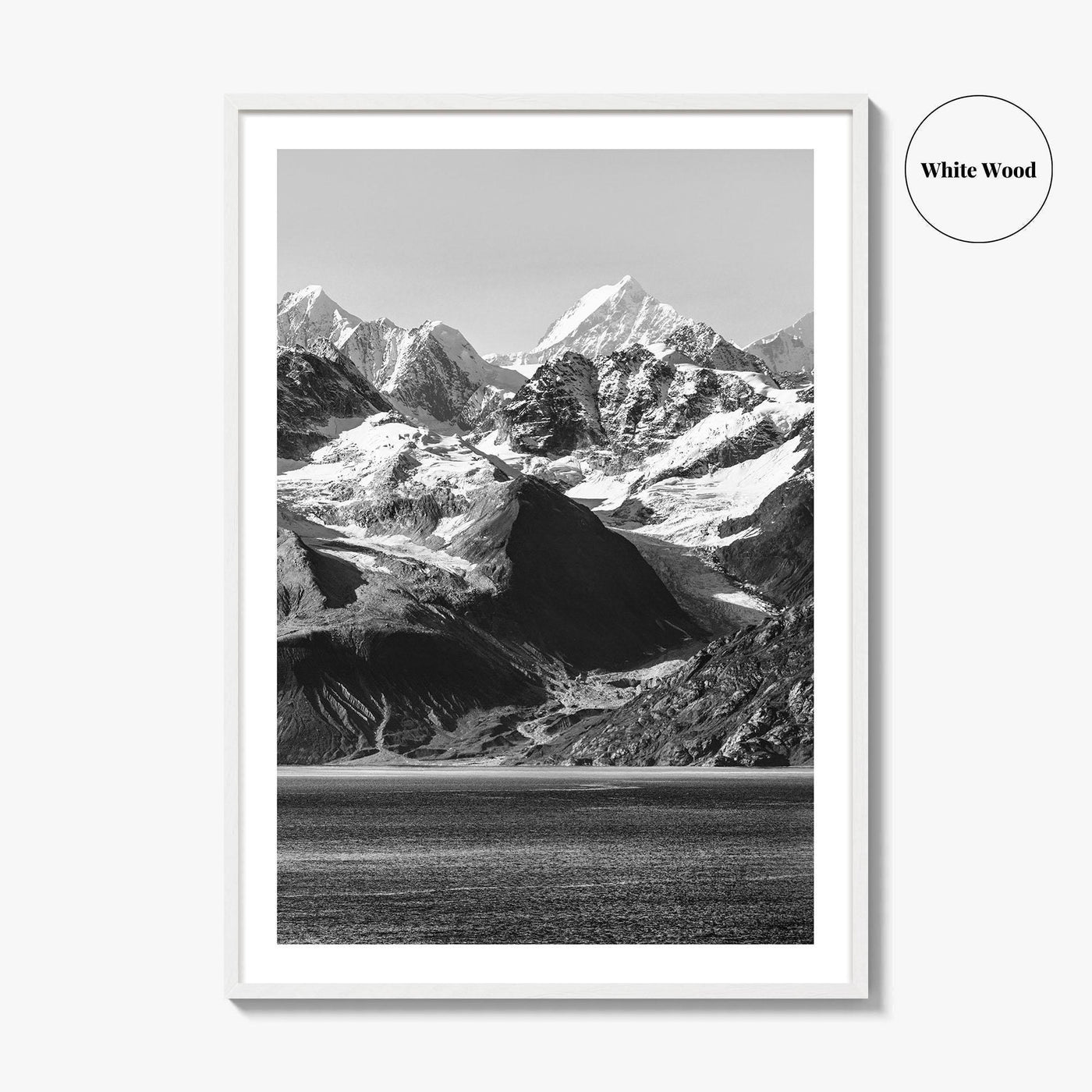 Glacier Bay Black and White Fine Art Photo Print, Alaska Inside Passage Poster