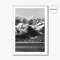 Glacier Bay Black and White Fine Art Photo Print, Alaska Inside Passage Poster