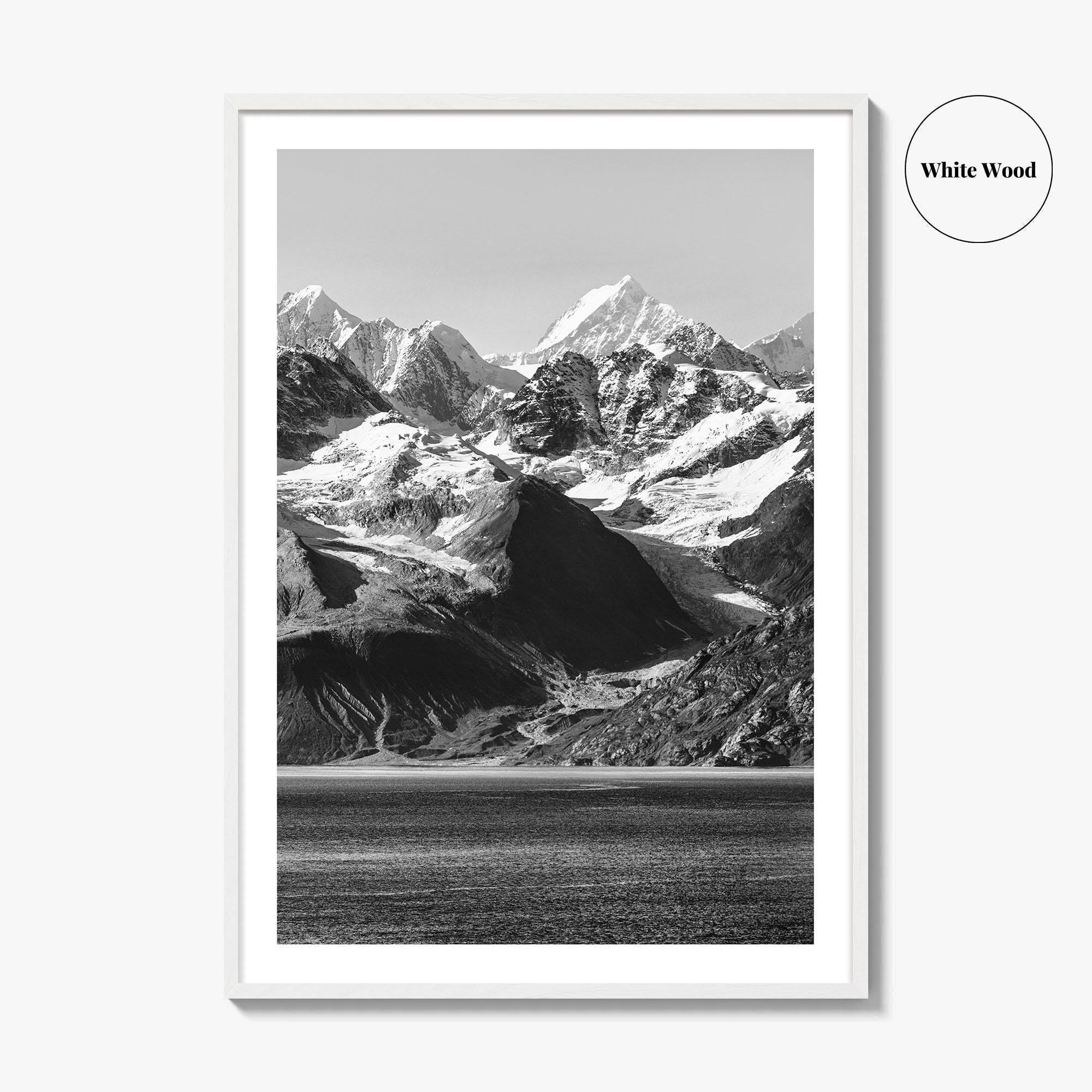 Glacier Bay Black and White Fine Art Photo Print, Alaska Inside Passage Poster