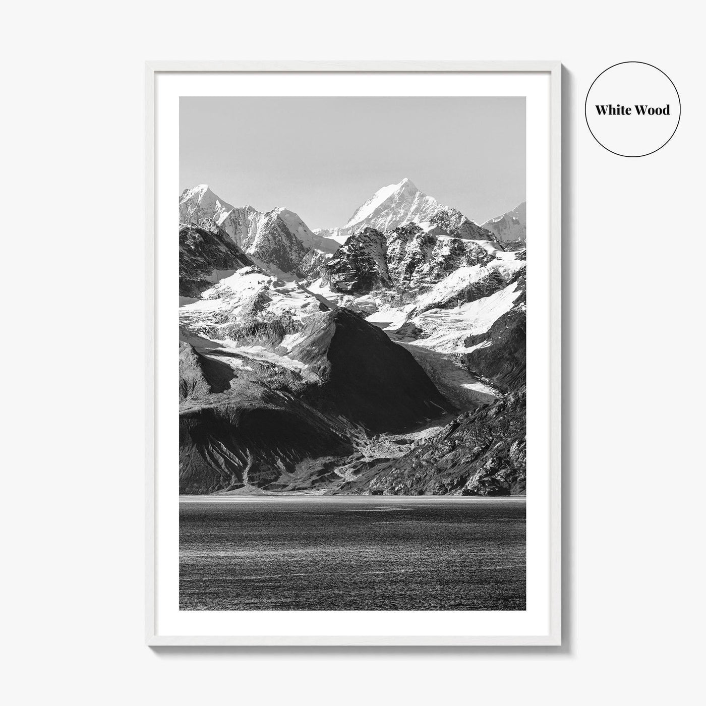 Glacier Bay Black and White Fine Art Photo Print, Alaska Inside Passage Poster