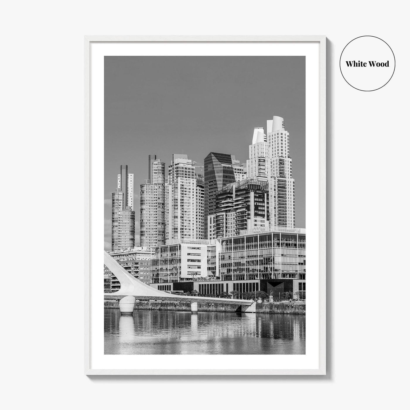 Buenos Aires Black and White Fine Art Photo Print, Puerto Madero Waterfront, Argentina