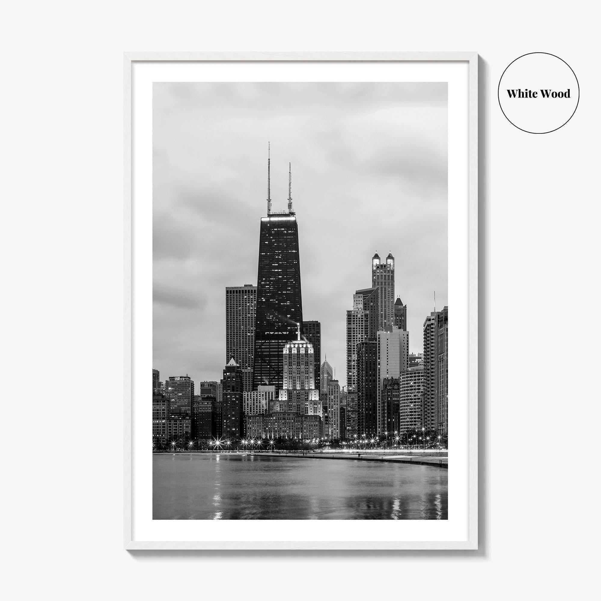 Chicago Skyline Black and White Fine Art Photo Print, North Side Illinois Poster