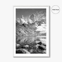Mount Fitz Roy Black and White Fine Art Photo Print, Patagonia Argentina Poster