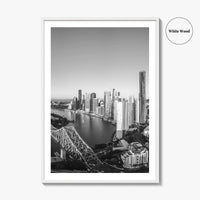 Brisbane Skyline Black and White Fine Art Photo Print, Story Bridge Queensland Poster