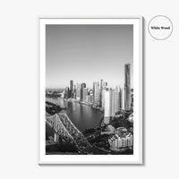 Brisbane Skyline Black and White Fine Art Photo Print, Story Bridge Queensland Poster