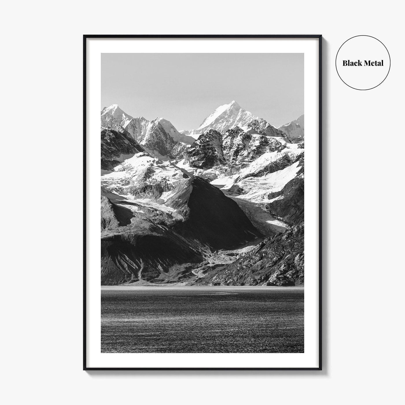 Glacier Bay Black and White Fine Art Photo Print, Alaska Inside Passage Poster