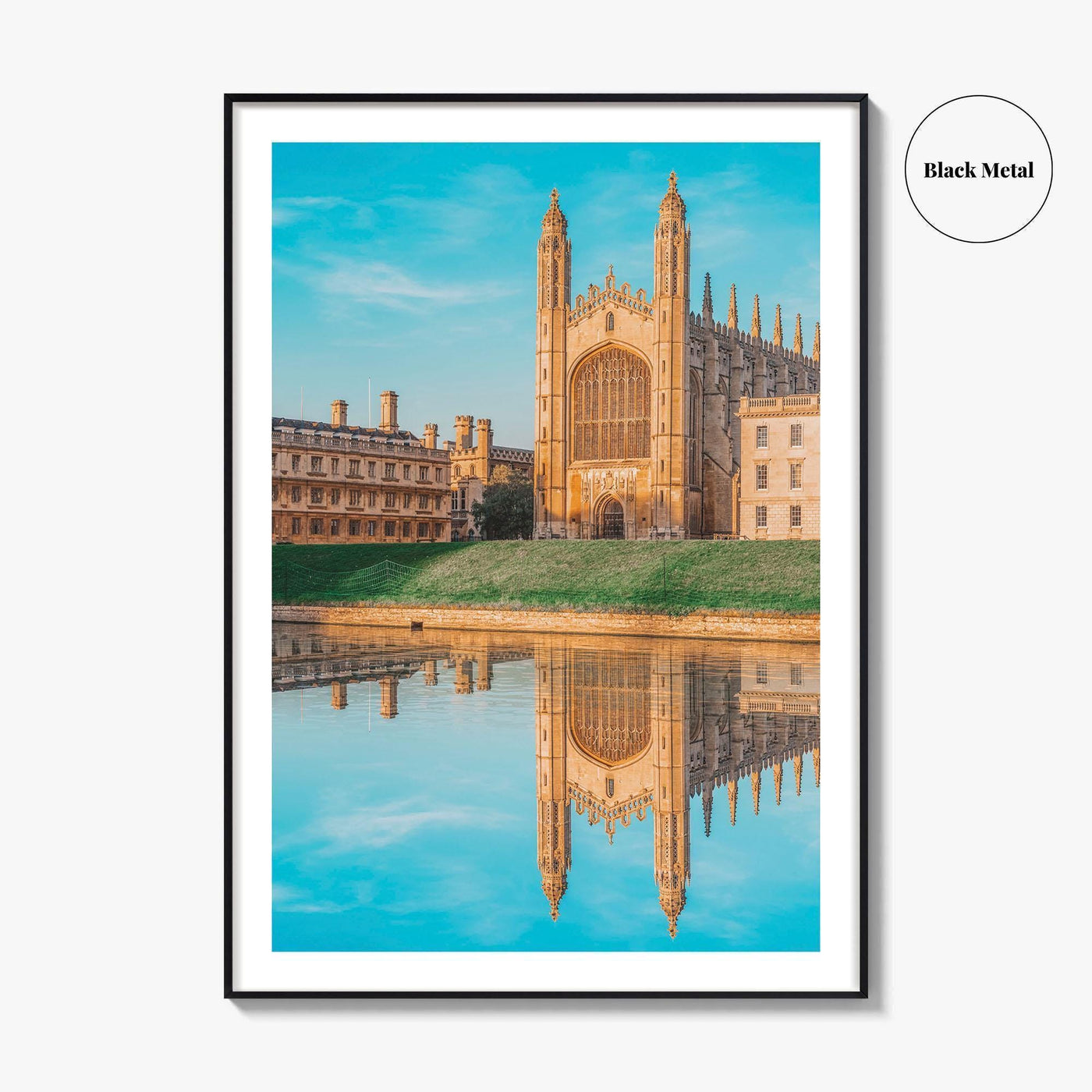 Cambridge England Fine Art Photo Print, UK Waterfront Panorama, Reflection Wall Decor Poster