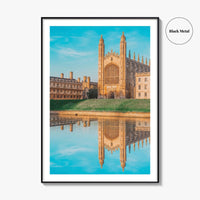 Cambridge England Fine Art Photo Print, UK Waterfront Panorama, Reflection Wall Decor Poster