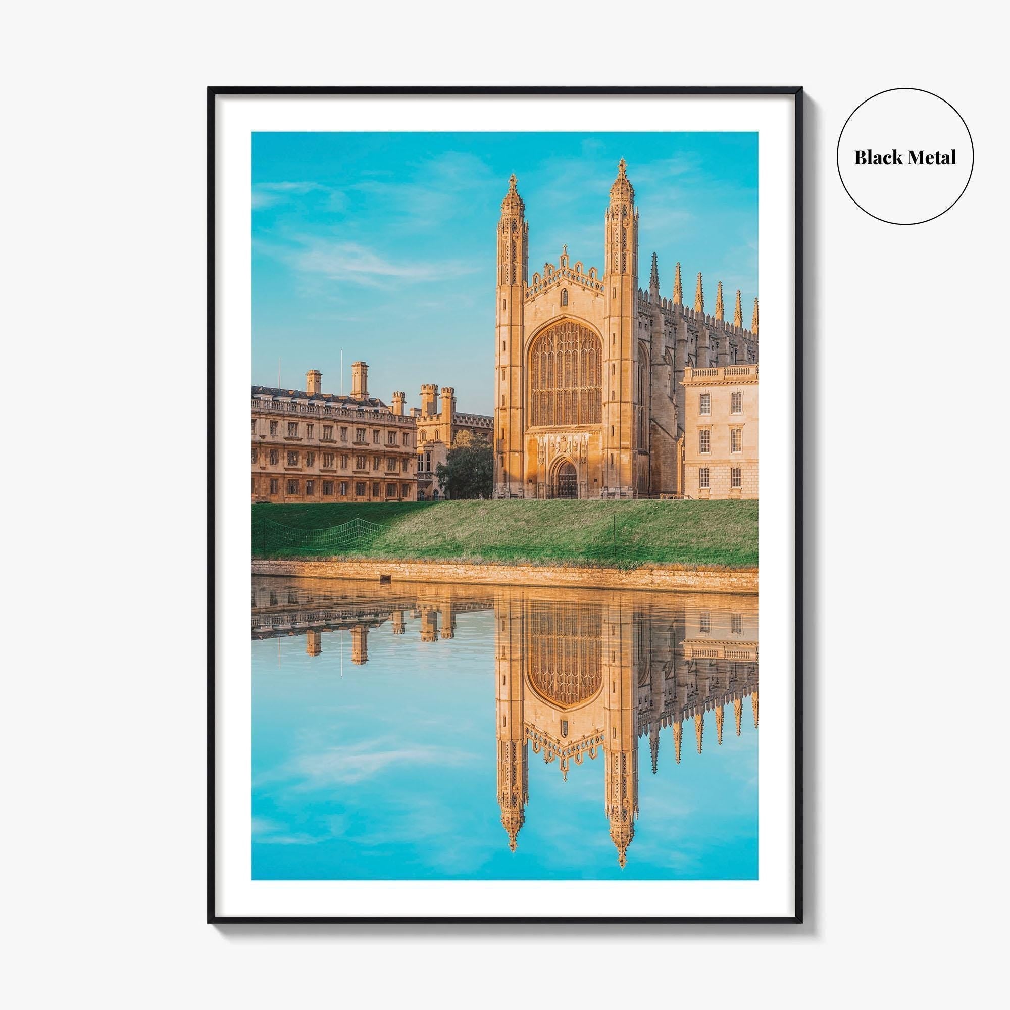 Cambridge England Fine Art Photo Print, UK Waterfront Panorama, Reflection Wall Decor Poster