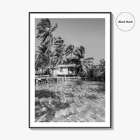 Tobacco Caye Black and White Fine Art Photo Print, Belize Barrier Reef, Caribbean, Poster