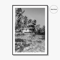 Tobacco Caye Black and White Fine Art Photo Print, Belize Barrier Reef, Caribbean, Poster