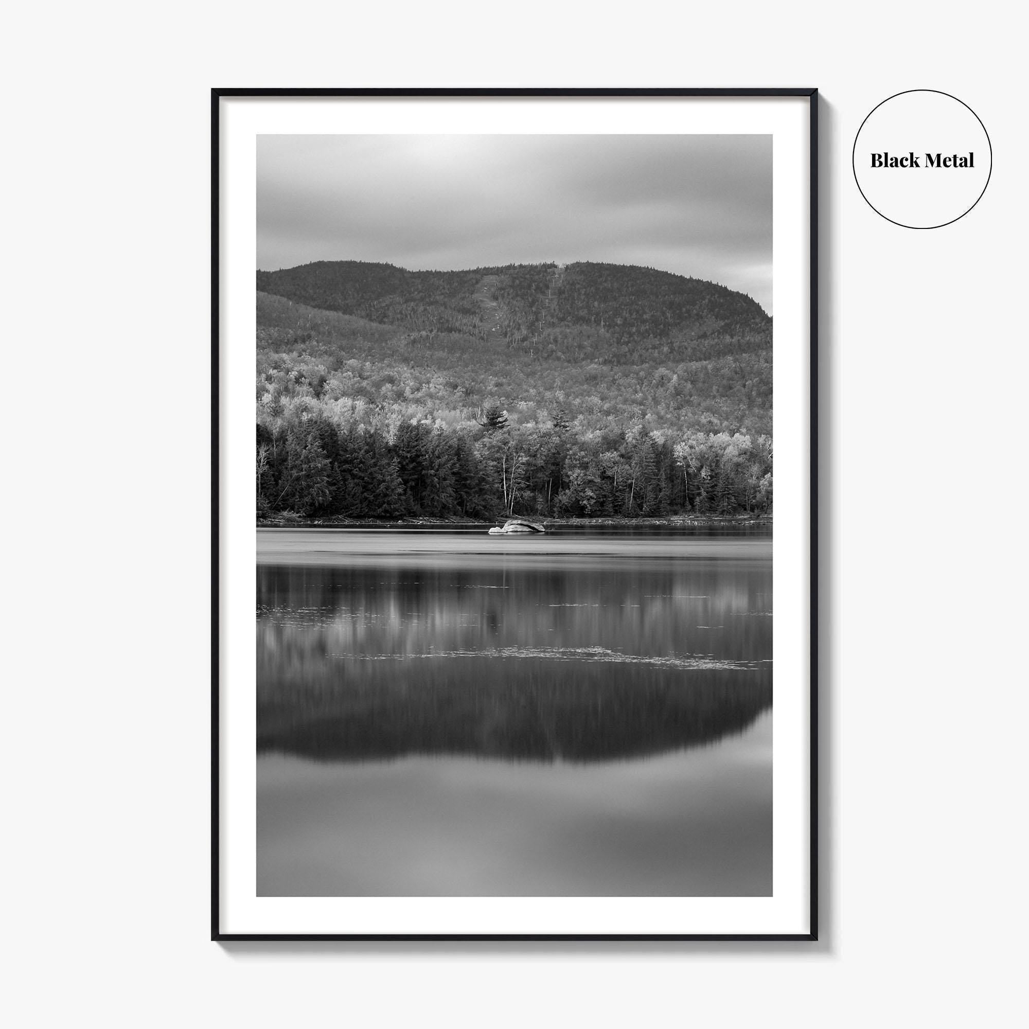 Loon Lake Black and White Fine Art Photo Print, Adirondack Mountains Poster