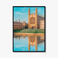 Cambridge England Fine Art Photo Print, UK Waterfront Panorama, Reflection Wall Decor Poster