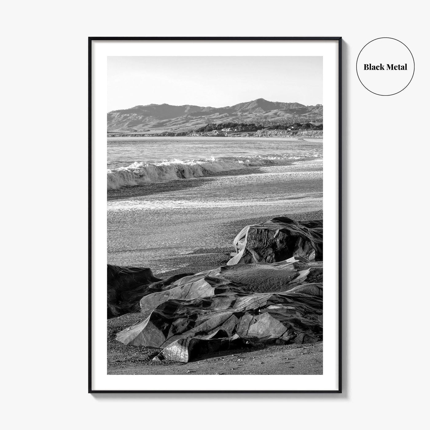 Cambria Black and White Fine Art Photo Print, California Central Coast Rocks Poster