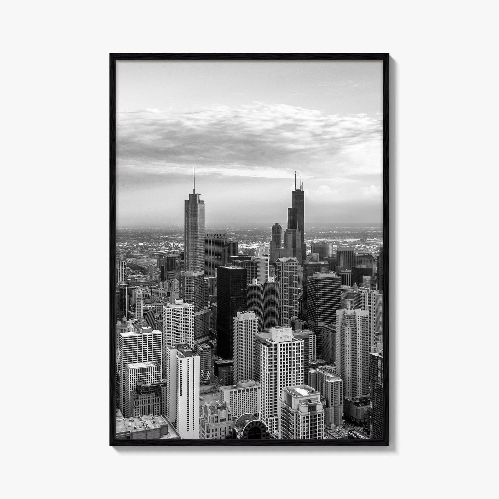 Chicago Skyline Black and White Fine Art Photo Print, Illinois USA Poster