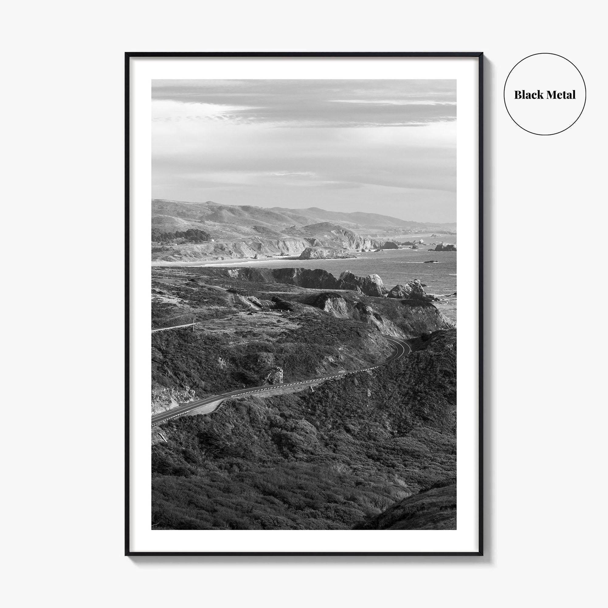 California State Route 1 Black and White Fine Art Photo Print, Pacific Coast Highway
