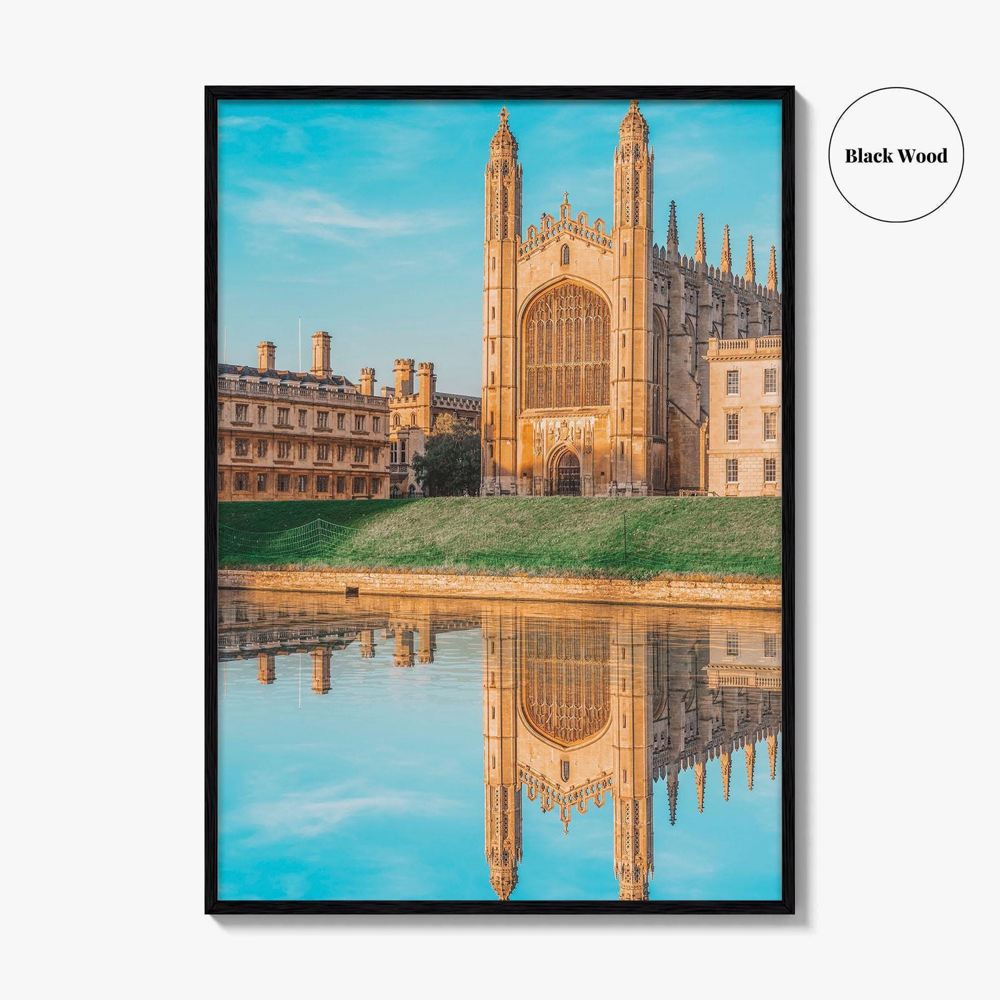 Cambridge England Fine Art Photo Print, UK Waterfront Panorama, Reflection Wall Decor Poster