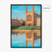 Cambridge England Fine Art Photo Print, UK Waterfront Panorama, Reflection Wall Decor Poster