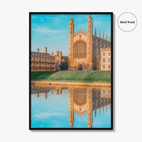 Cambridge England Fine Art Photo Print, UK Waterfront Panorama, Reflection Wall Decor Poster