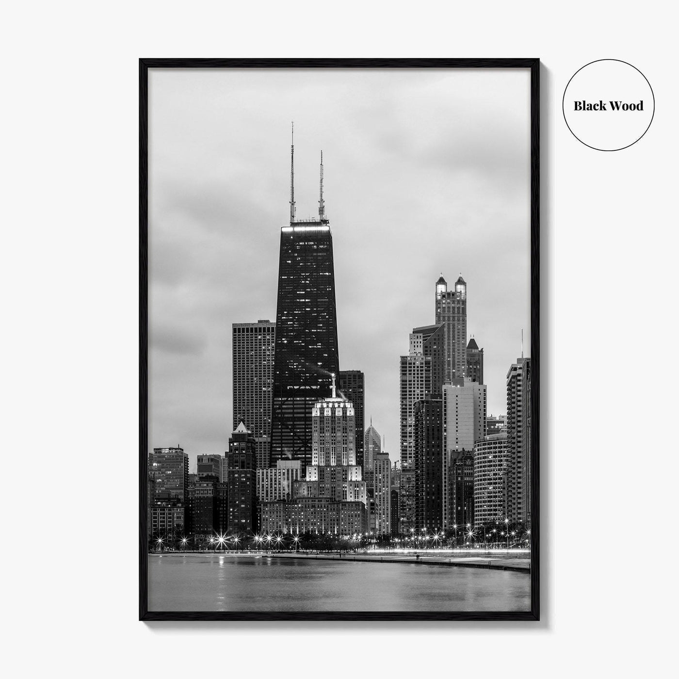 Chicago Skyline Black and White Fine Art Photo Print, North Side Illinois Poster