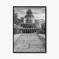 Charleston Black and White Fine Art Photo Print, Pineapple Fountain, South Carolina Poster