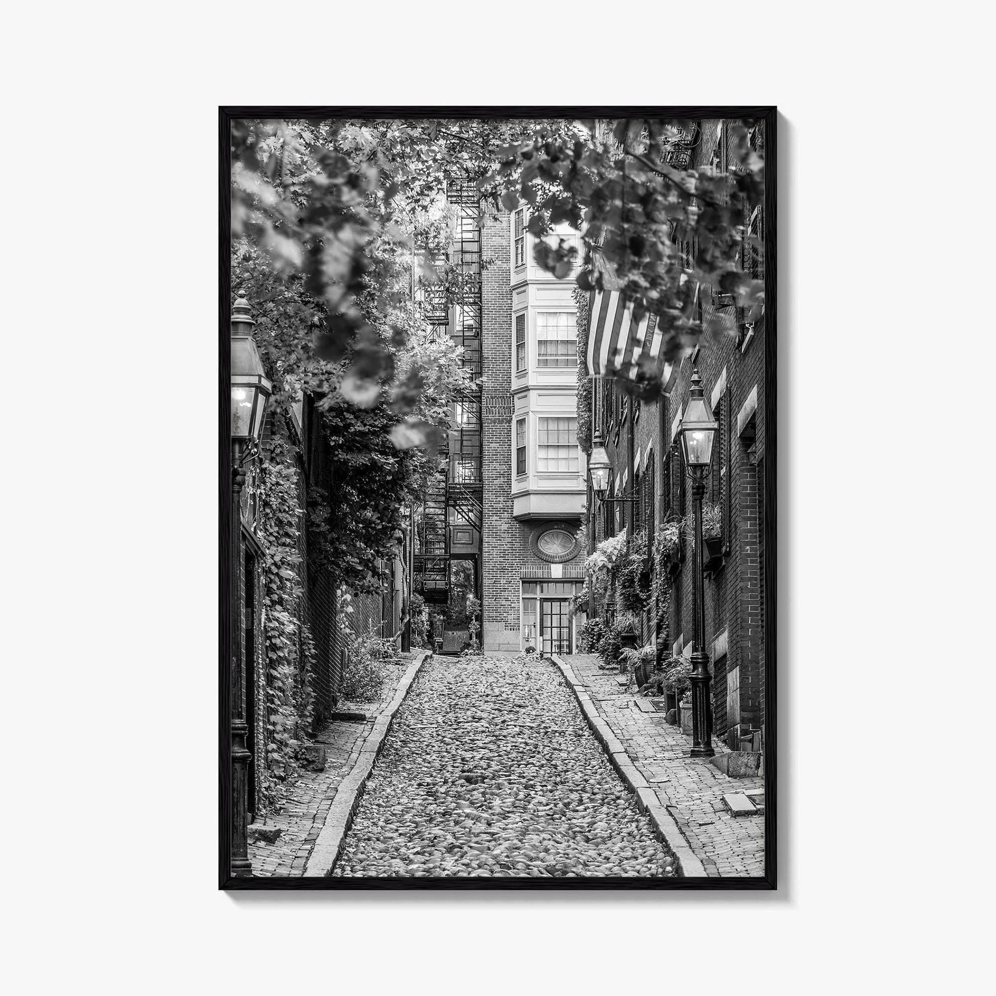 Boston Black and White Fine Art Photo Print, Acorn Street Beacon Hill Poster