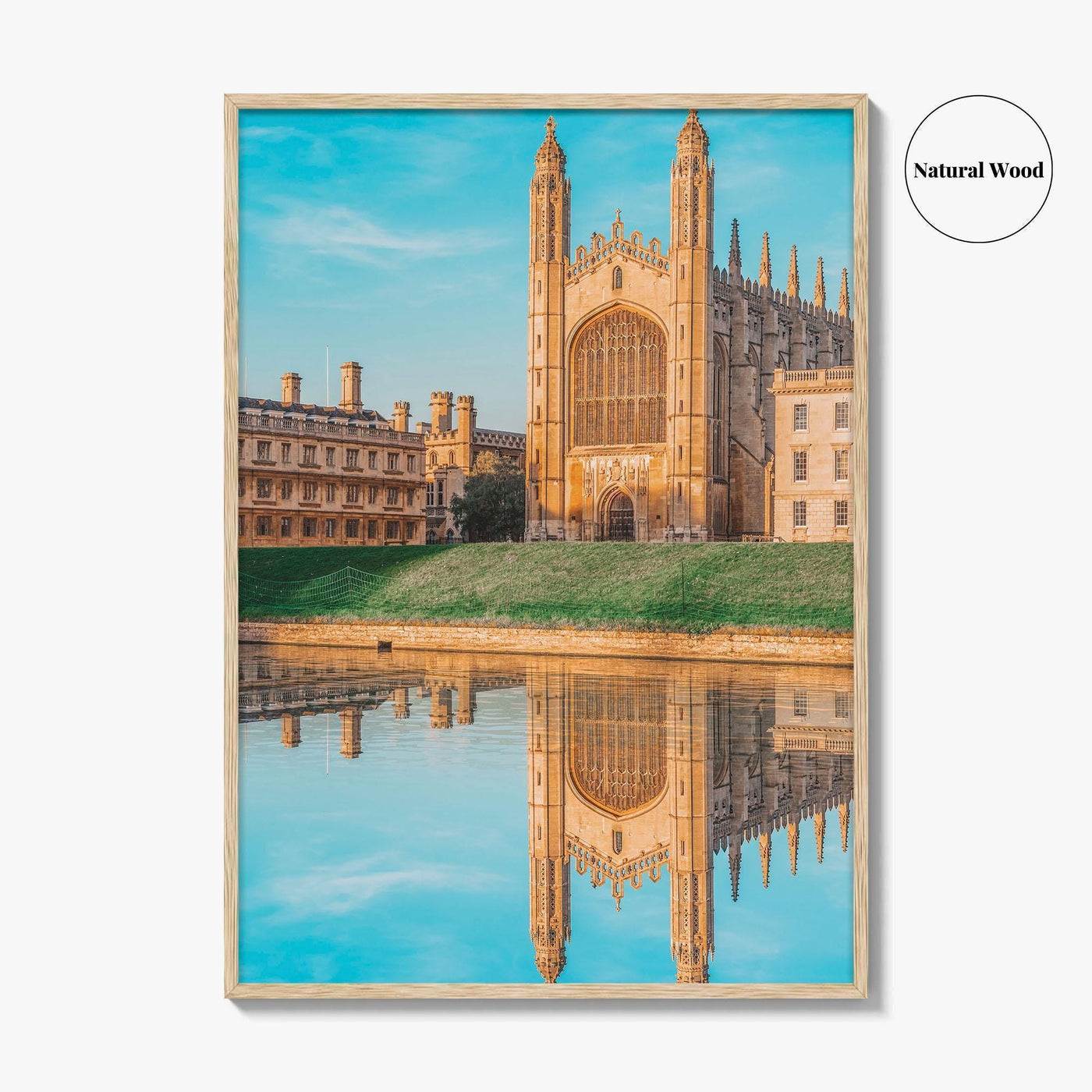 Cambridge England Fine Art Photo Print, UK Waterfront Panorama, Reflection Wall Decor Poster