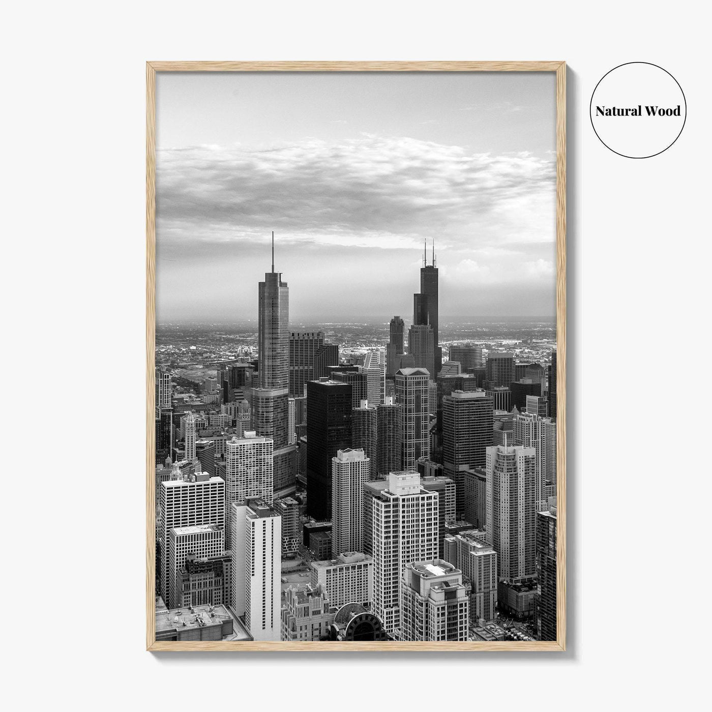 Chicago Skyline Black and White Fine Art Photo Print, Illinois USA Poster