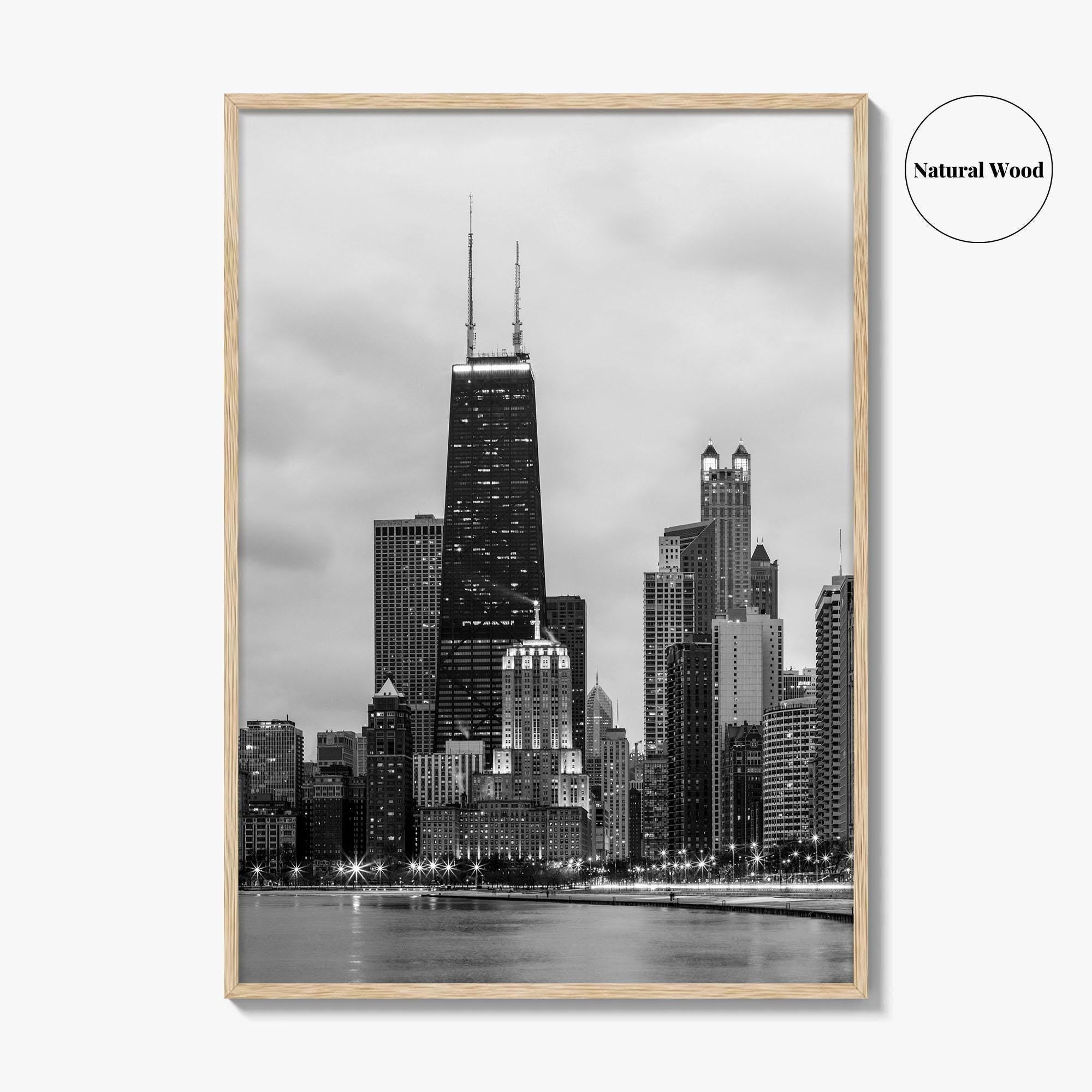 Chicago Skyline Black and White Fine Art Photo Print, North Side Illinois Poster