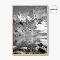 Mount Fitz Roy Black and White Fine Art Photo Print, Patagonia Argentina Poster