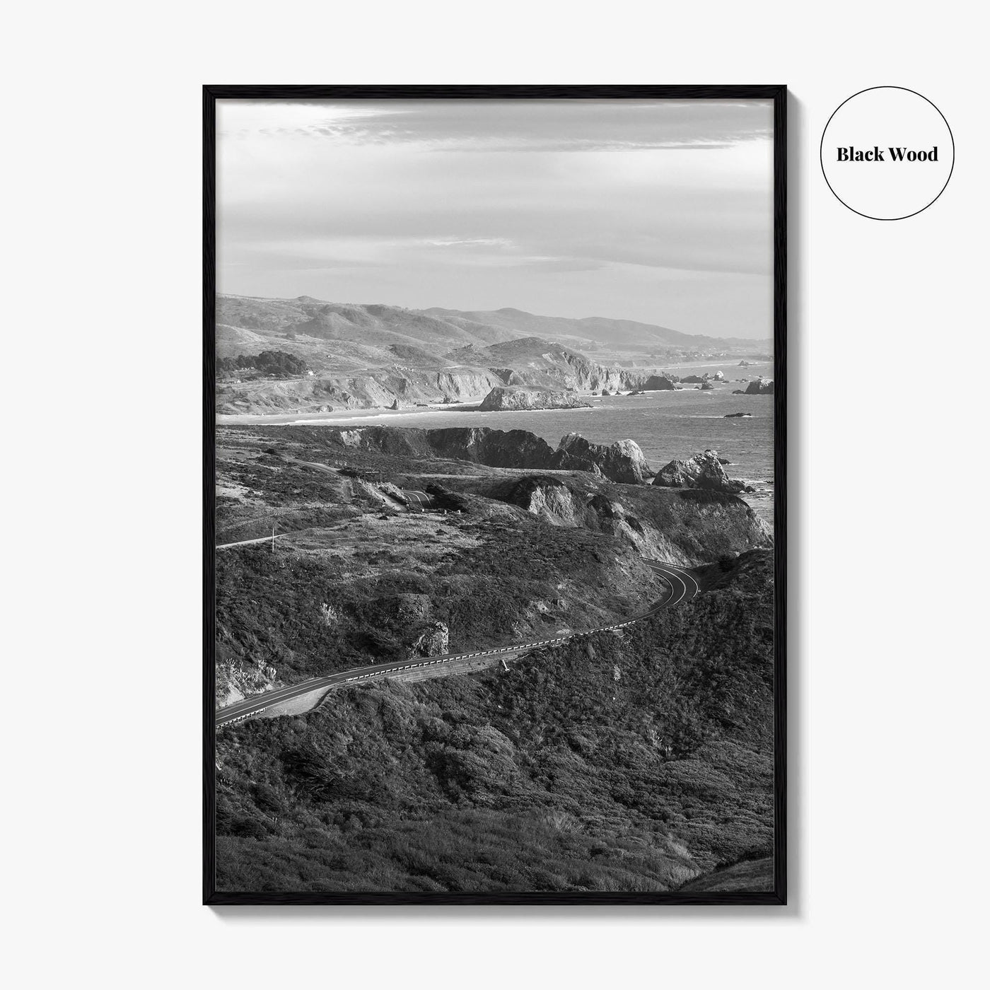 California State Route 1 Black and White Fine Art Photo Print, Pacific Coast Highway