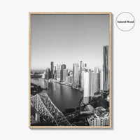 Brisbane Skyline Black and White Fine Art Photo Print, Story Bridge Queensland Poster